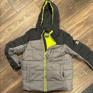 Black and Gray Hooded Jacket with Neon Accents boys size Large 10/12